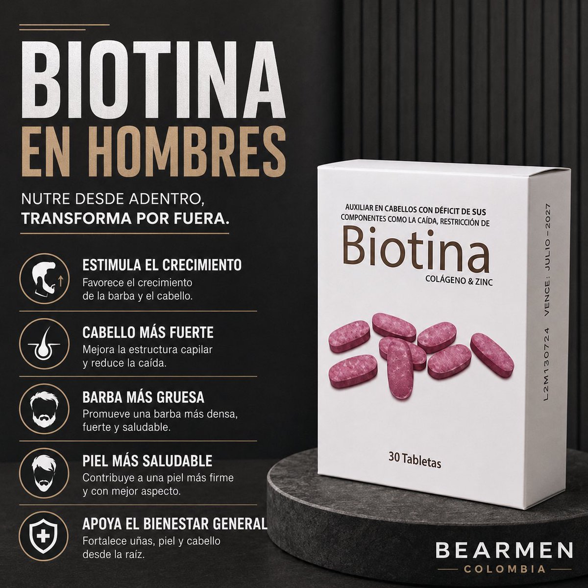 BearmenC's tweet photo. Tu barba y cabello también se nutren desde adentro 💊🔥

Por la compra de 2 kits, te enviamos GRATIS 2 meses de tratamiento con biotina. 🐻

#BearmenColombia #BiotinaHombres #CrecimientoDeBarba #CuidadoMasculino #BarbaPerfecta https://t.co/SCwihORJK4
