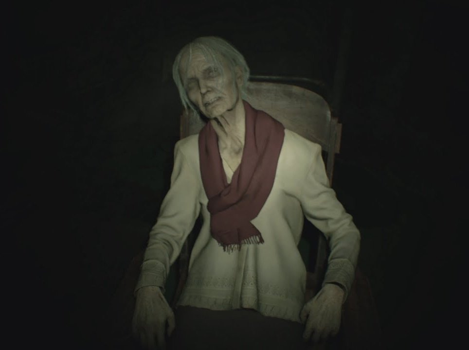 DeanGagaKennedy's tweet photo. I find it funny not only once was Ethan Winters deceived by the main villain Cosplaying as an old woman but twice 😭🤣 https://t.co/WV2gbjSLzW