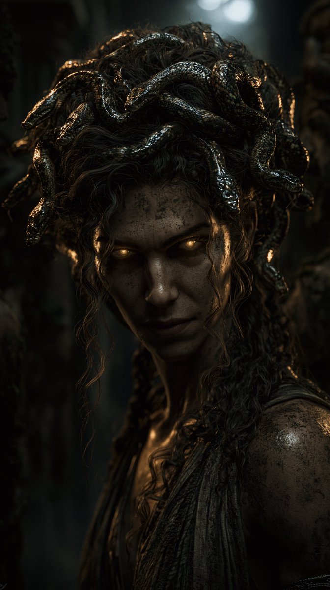 sdhein's tweet photo. Mythology is always fascinating to explore. Medusa, generated for a prompt challenge.

A base image was generated in ChapGPT Image 2 because it follows instructions better than Midjourney. Then that image was brought into Midjourney v8.1 as a prompt and style reference, combined with a personal profile to get the aesthetic look I wanted.