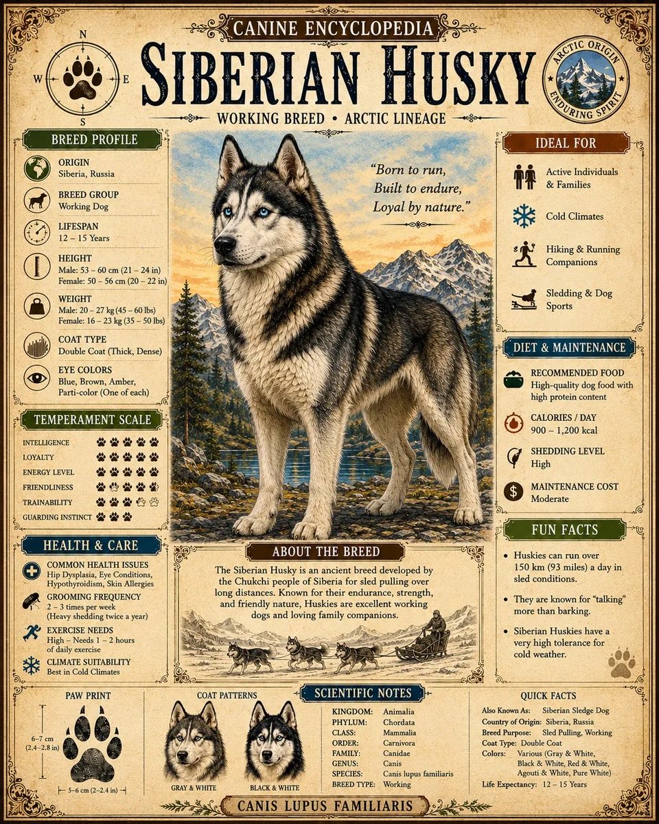 Vintage Encyclopedia Style Dog Breed Poster