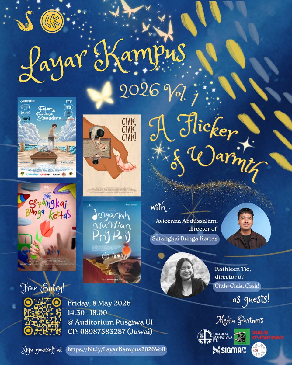 H-1 Layar Kampus Ui! Yukk temen-temen yang besok ga ada acara, langsung ajaa dtg ke Pusgiwa. Kita bakal screening film dan diskusi bareng film makers-nya jga lohh. Oh iya acara ini gratis dan terbuka buat umum jga yaa! 🤩