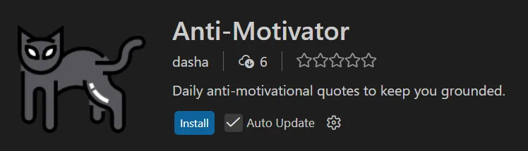 A quirky Visual Studio extension that drops daily anti‑motivational quotes to remind you that neither code nor life cooperates — but you still have to keep going.
