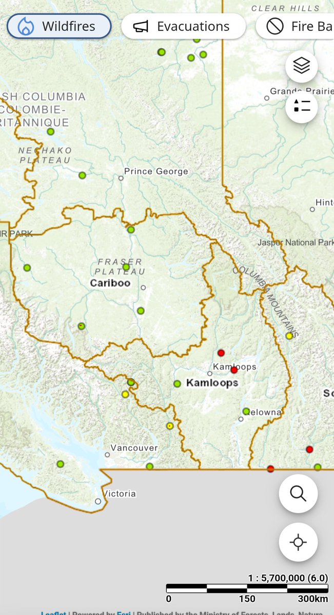 Kamscan's tweet photo. New #bcfire 's started by lines down or lightning one is running requesting air tankers in the morning and multiple IA crews I will try and update on this thread https://t.co/TTuj1JxITf
