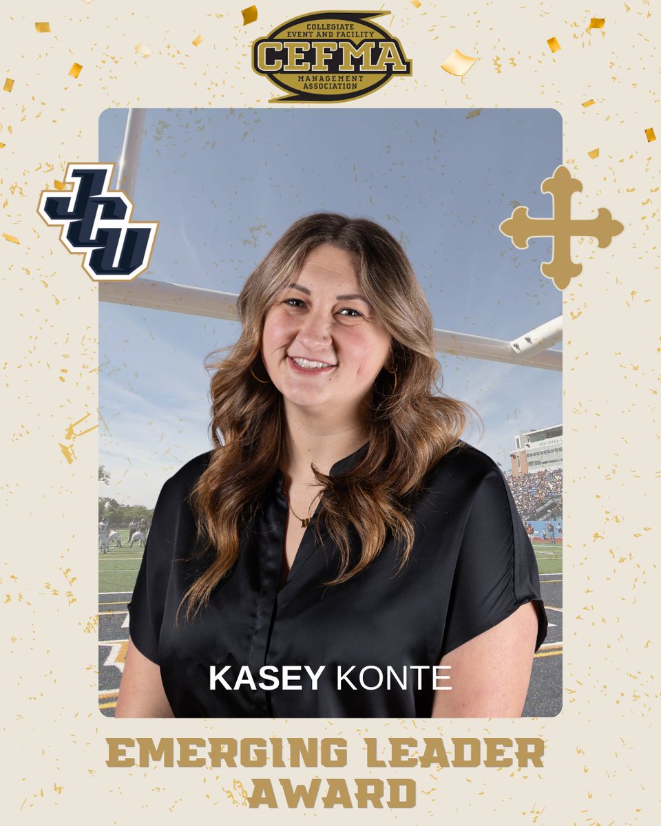 jcusports's tweet photo. NEWS: Kasey Konte is the recipient of @cefmafacilities Emerging Leader Award!

As JCU's Associate Athletic Director for Operations, Konte plays a key leadership role, ensuring our facilities &amp; teams run smoothly. She's simply the best! 

Full story:
📰 https://t.co/2R5cw3UFjk https://t.co/2UMUDlXEog