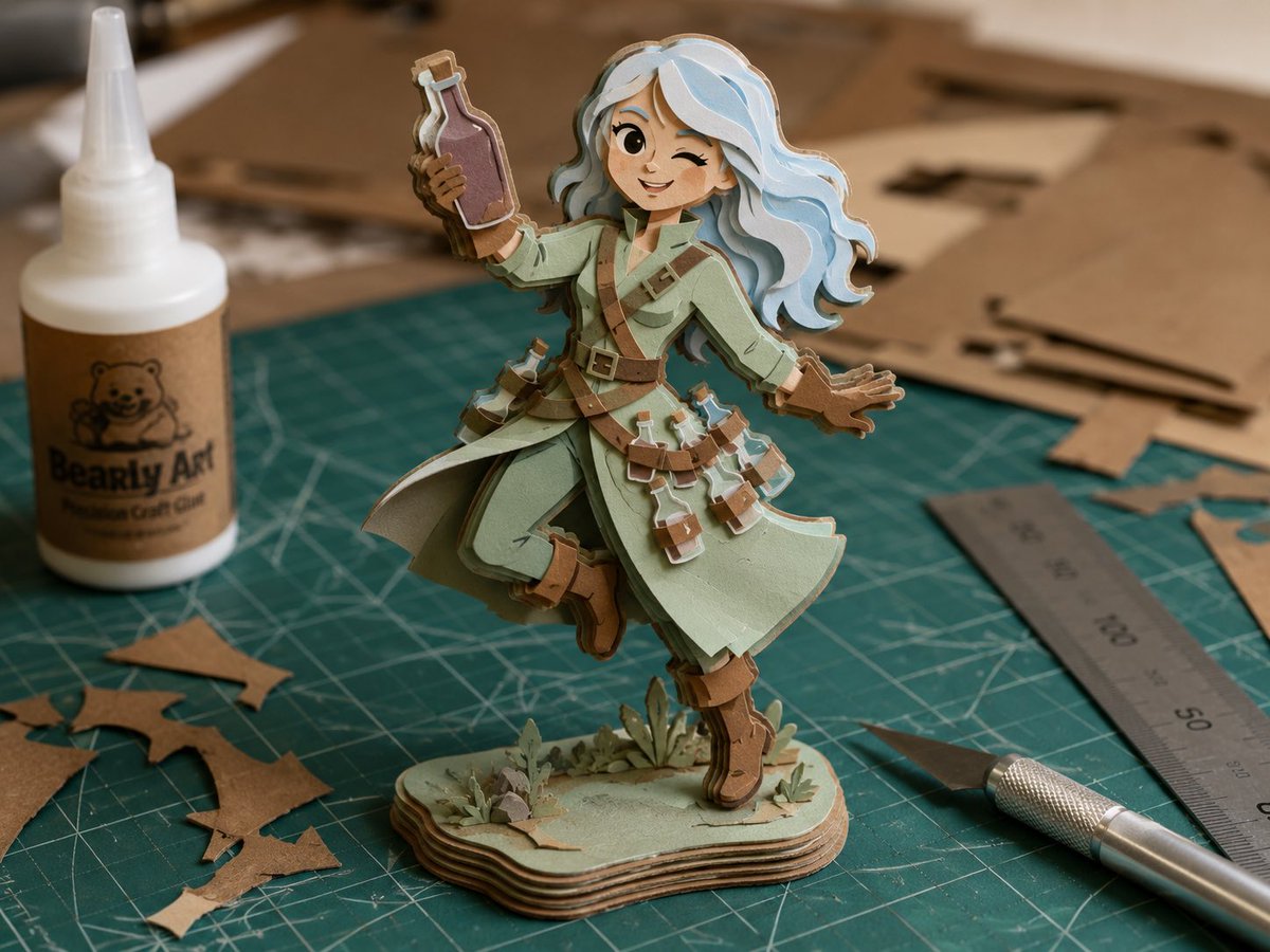 Layered Paper Alchemist Figurine