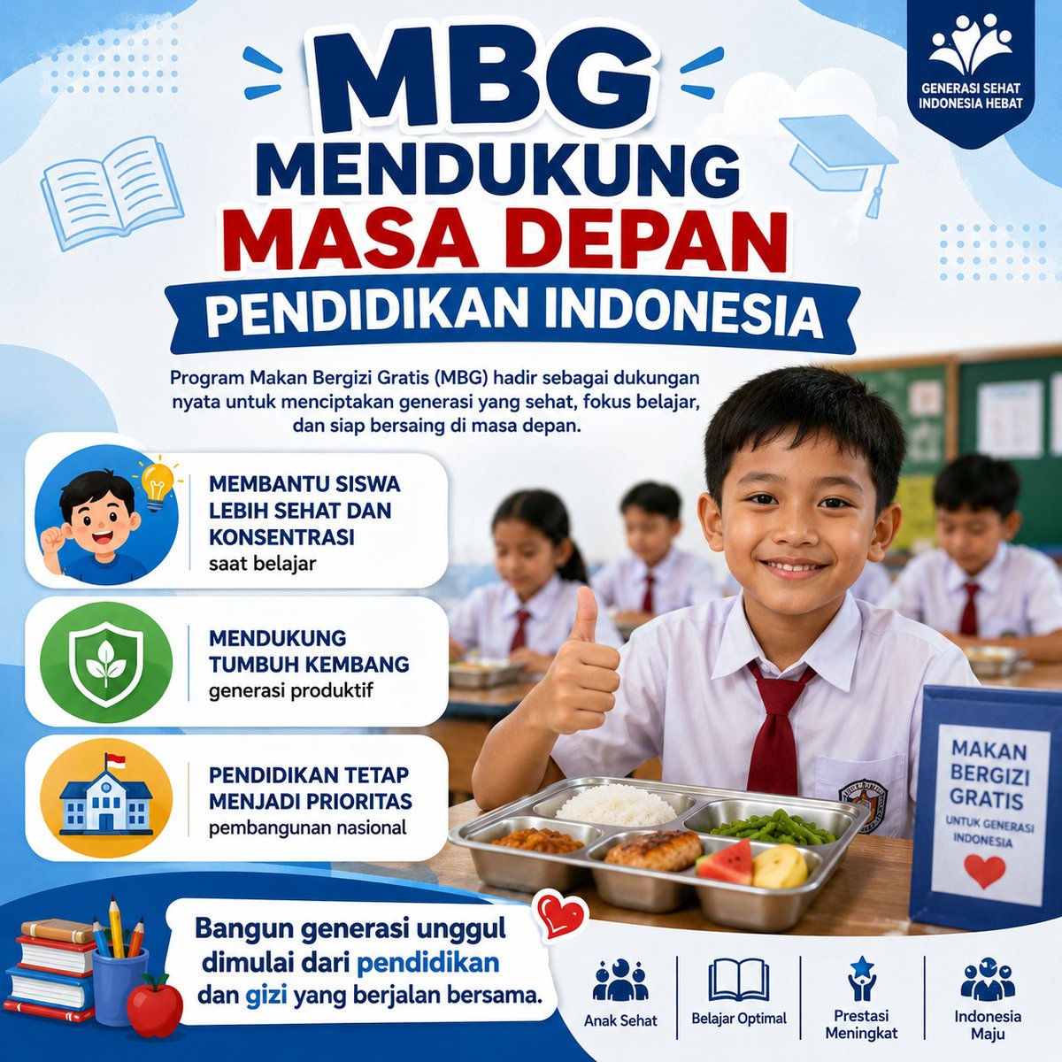 OppositeNetral's tweet photo. Program Makan Bergizi Gratis hadir membantu anak-anak Indonesia lebih sehat, fokus belajar, dan siap meraih masa depan lebih baik. Pendidikan kuat dimulai dari gizi yang cukup. #MBG #IndonesiaMaju https://t.co/hER3a3Dlte