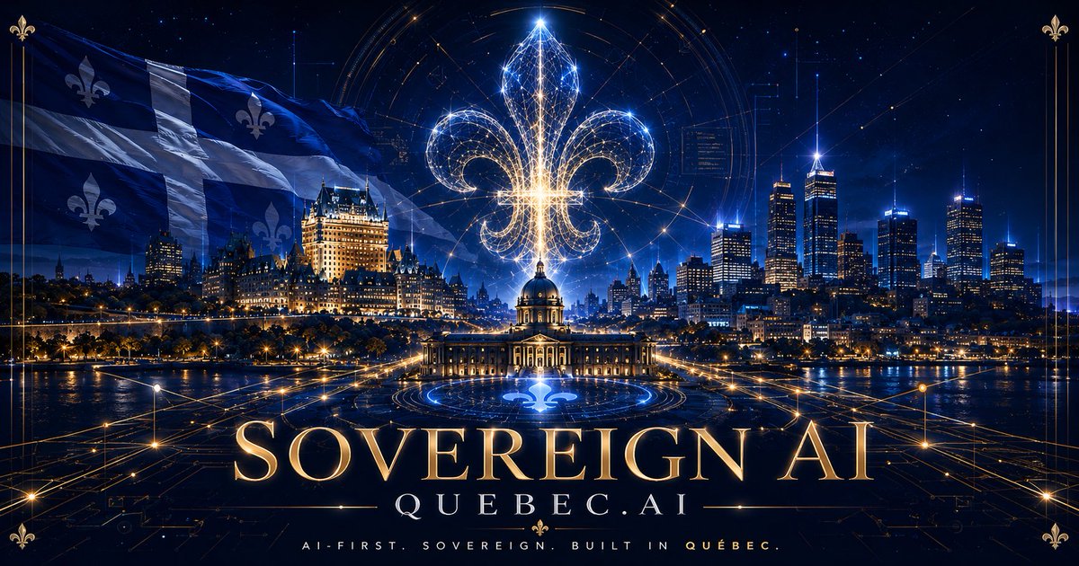 ceobillionaire's tweet photo. ⚜️ https://t.co/zuwGTNTE2x launches Sovereign AI:
AI‑First sovereignty = capability under control.
Data, infrastructure, agents, proof, governance.
Quebec enters AI‑First sovereignty: build, govern, secure, benefit.
https://t.co/LIXc4erCpK
#AIFirst #QuebecAI #QuebecIA https://t.co/4hocpBDPIm