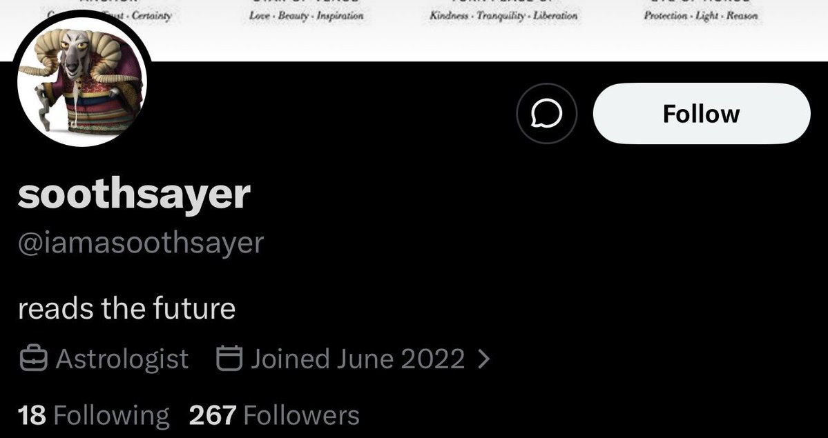 <a href="/iamasoothsayer/">soothsayer</a> WHY IS YOUR BIO “reads the future” AND YOUR BANNER THE PLAYBOOK FOR 2026 

THIS IS WHAT @GROK SAID WHEN I ASKED IT TO INTERPRET THE BANNER AND BIO AND PREDICTION 🙈🫣

“The Full Banner = The Entire 2026 Operation in One Image

Put them side-by-side and it’s the complete ritual: