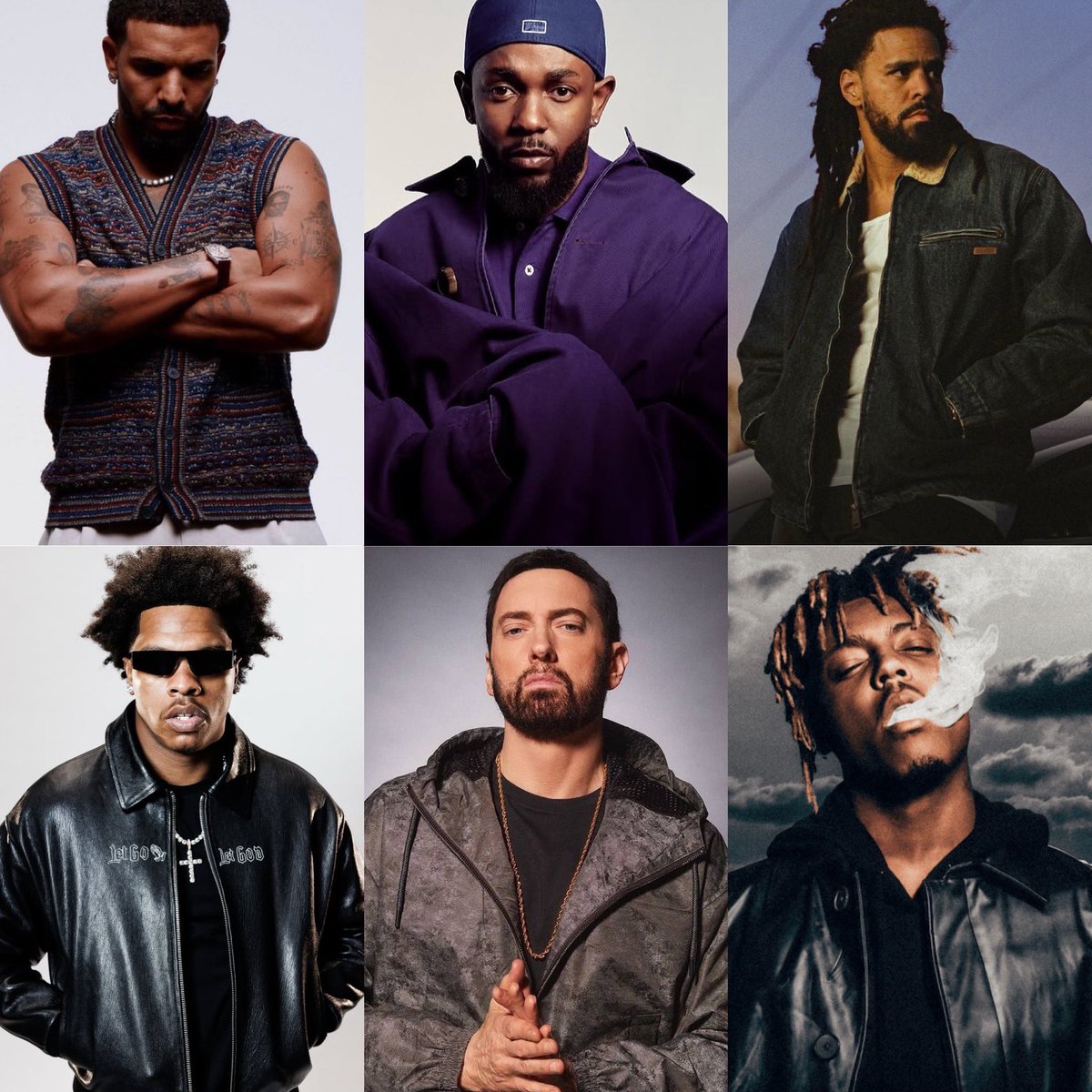 Rappers who have charted at least one album on Billboard in EVERY week of the 2020s so far 🔥🤯

▫️Drake
▫️Kendrick Lamar
▫️J. Cole
▫️Lil Baby
▫️Eminem
▫️Juice WRLD