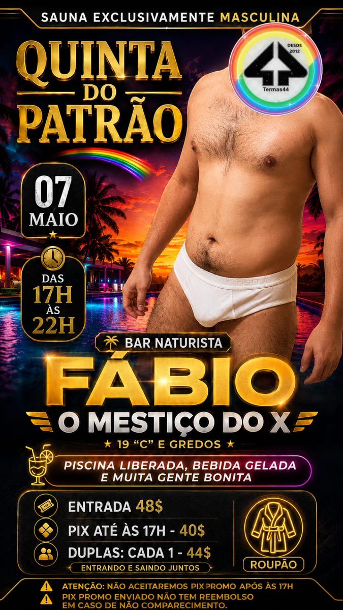 Dados para pagamento da entrada  QUINTA DO PATRÃO: 🌈🌈🌈🌈

*PAGAMENTO ANTECIPADO PARA DESCONTO APENAS ATE AS 17H DE QUINTA*

Chave pix cel - 43 991821613

Marli guerra Me

Banco Stone

VALOR - 40$ 

Envie o comprovante no pv para , ser listado , apresentar comprovante na porta