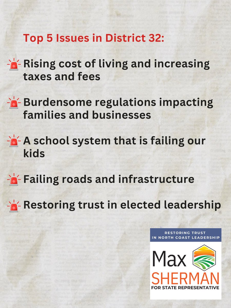 VoteMaxSherman's tweet photo. Swipe through for highlights from my Tillamook County Pioneer Q&amp;A.

A quick look at where I stand on the issues as you make your decision.

— Max
#votemaxsherman #maxshermanfororegon #orpol https://t.co/5xc78XNApz