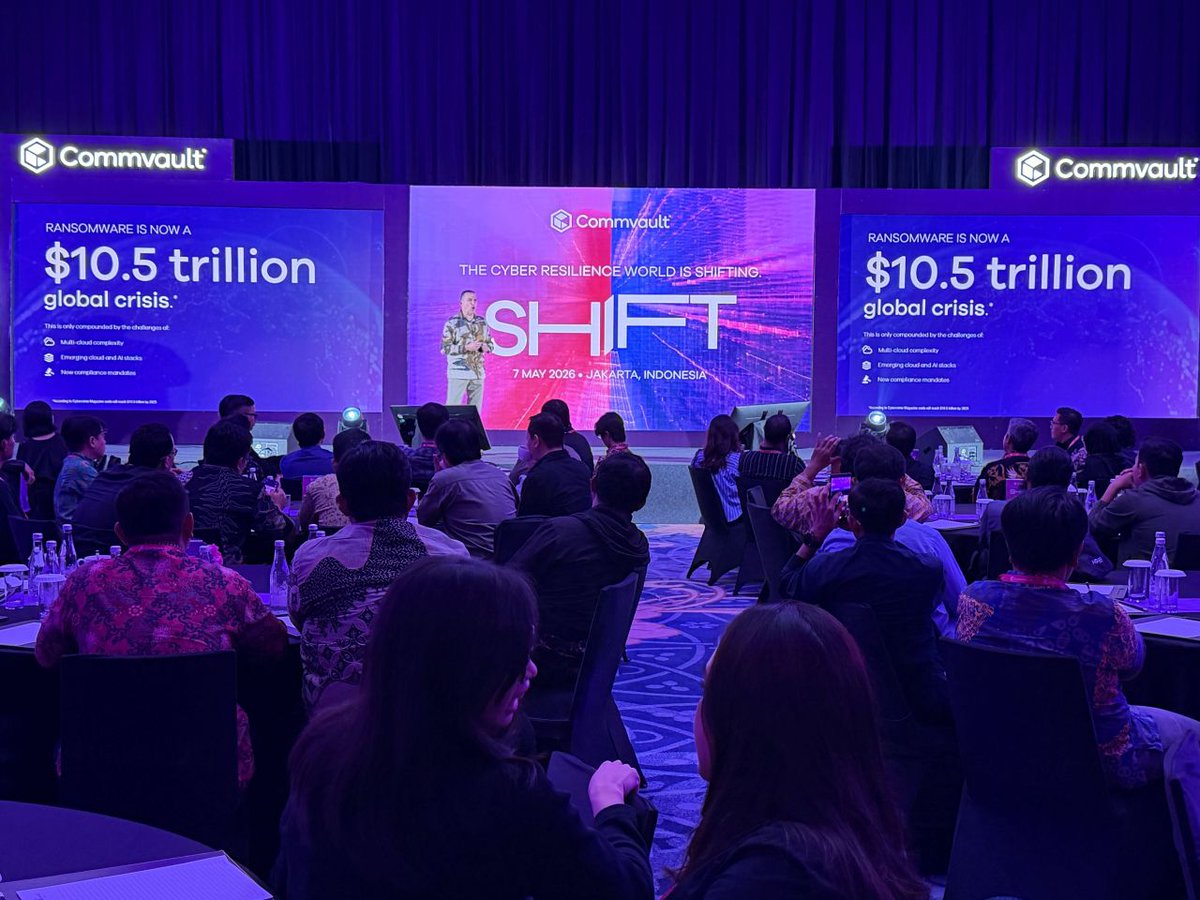 CommvaultAsia's tweet photo. Selamat datang Jakarta 🇮🇩

Commvault SHIFT Jakarta is here with Muhammad Nimeiry, Martin Creighan, and Daniel Tan setting the stage for how organisations can rethink resilience in the age of AI.

Let’s get started.

#CommvaultSHIFT #CyberResilience https://t.co/ziJua68tYb