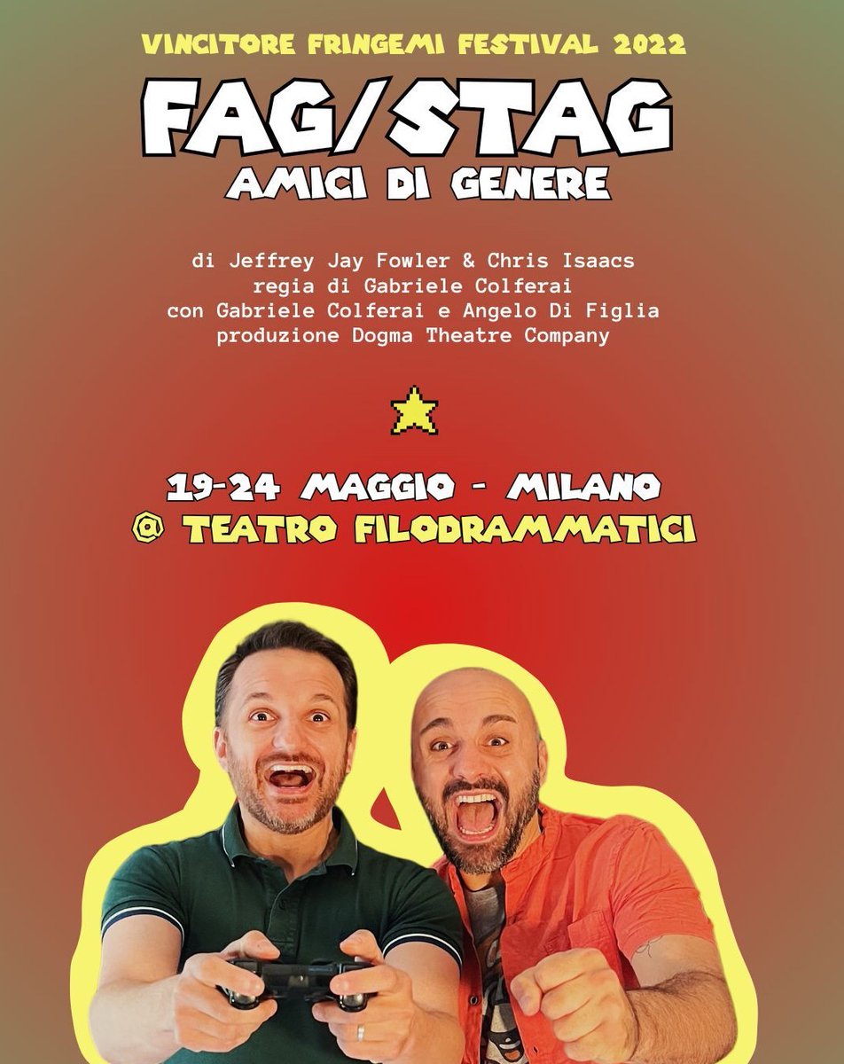 isentinelli's tweet photo. Fag/Stag è un viaggio fedele e comico alla scoperta di ciò che si nasconde nella testa di due giovani uomini moderni. 
Con la tessera de I Sentinelli di Milano biglietti a €14. 
Specificare l’associazione: 
→ biglietteria@teatrofilodrammatici.eu 
→ tel/WhatsApp *02 3672 7550* https://t.co/FDISgC6kKd
