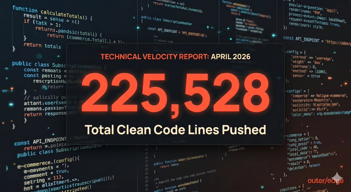 outeredge's tweet photo. What we shipped in April:
🚀 40 new features
✅ 77 tasks resolved
📈 608 commits
From new subscription engines to global translation modules and 2FA security overhauls—the outer/edge team is moving fast. ⚡️
#EcommerceDev #WebDev #AprilWrapped https://t.co/xSDtEK2phT