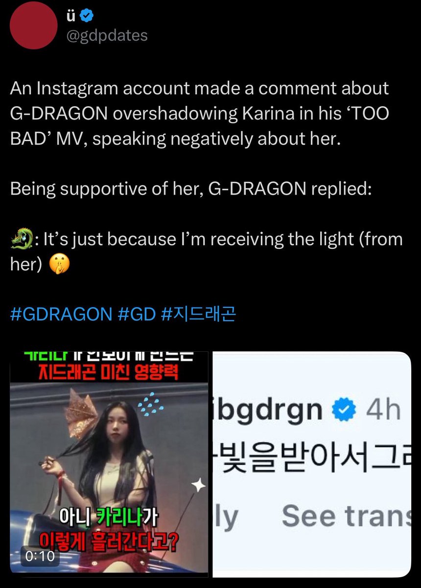 there is absolutely no reason for mys or kmys to hate on gd he is one of the best senior artists and even stood up for karina against misogynistic knetz when they were actively attacking her online
