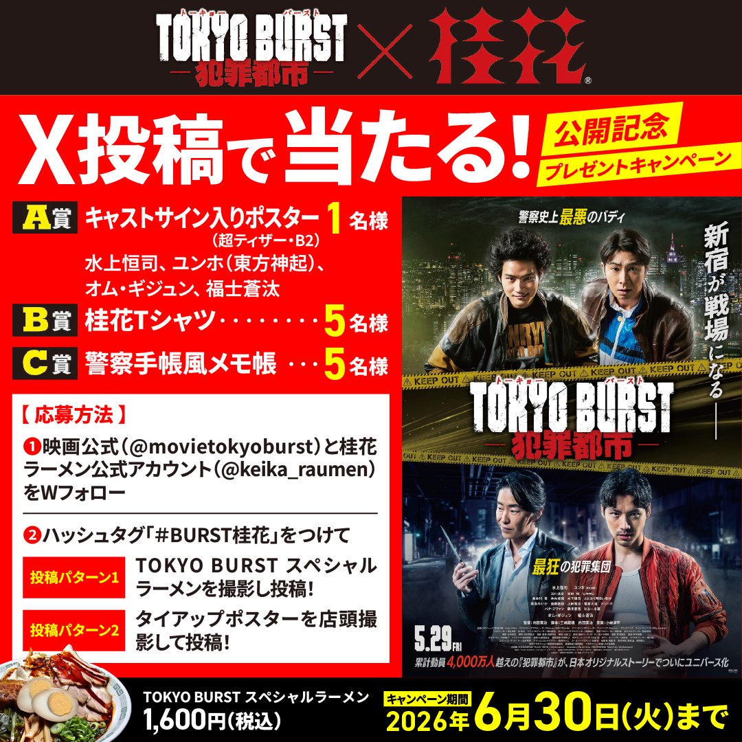 映画『#TOKYOBURST- #犯罪都市-』 キャストのサイン入りポスターが