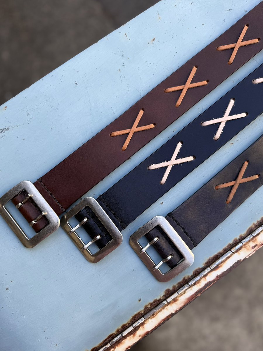 Restock】 ・Cross Stitch 1 3/4inch Belt Size:31,33,35,37 革の