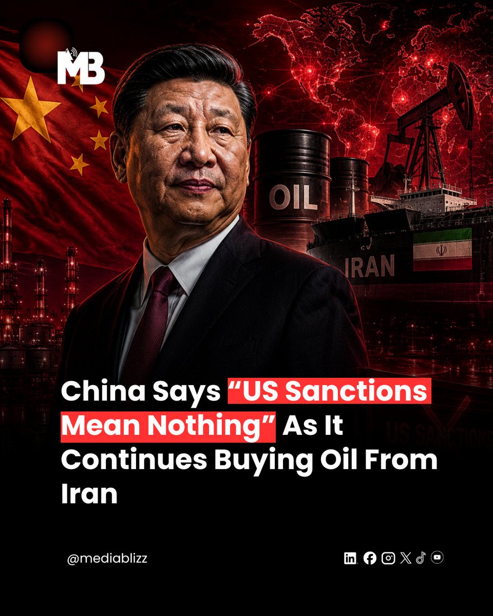 The statement signals rising tensions between major global powers as countries begin prioritizing strategic energy security over traditional Western restrictions.

#China #Iran #Oil #Geopolitics #GlobalEconomy #US #EnergyCrisis #WorldNews