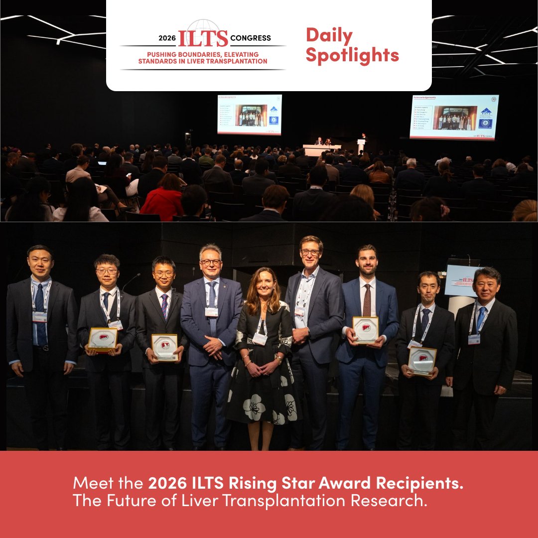 _ILTS_'s tweet photo. Congratulations to the 2026 ILTS Rising Star Award recipients — Stefan H. Luijmes, Xuewen Yi, Masahiro Ohira, and Wanglong Xiao — and to their mentors for guiding the next generation of liver transplant researchers. 

A standout session at #ILTSCongress2026. https://t.co/3IWVyssLYB