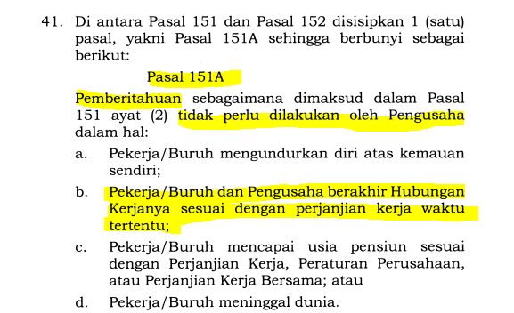 MenteriPekerja's tweet photo. asal lu tau ya kalo kontrak PKWT kalian abis perusahaan itu ga wajib ngasih tau info bakal diperpanjanga atau engga.

jadi jangan protes kalo kamu pekerja PKWT tapi ga ada info dilanjut apa engga kontraknya.

Pasl 151A UU 6 tahun 2023 https://t.co/xyYDouEMZO
