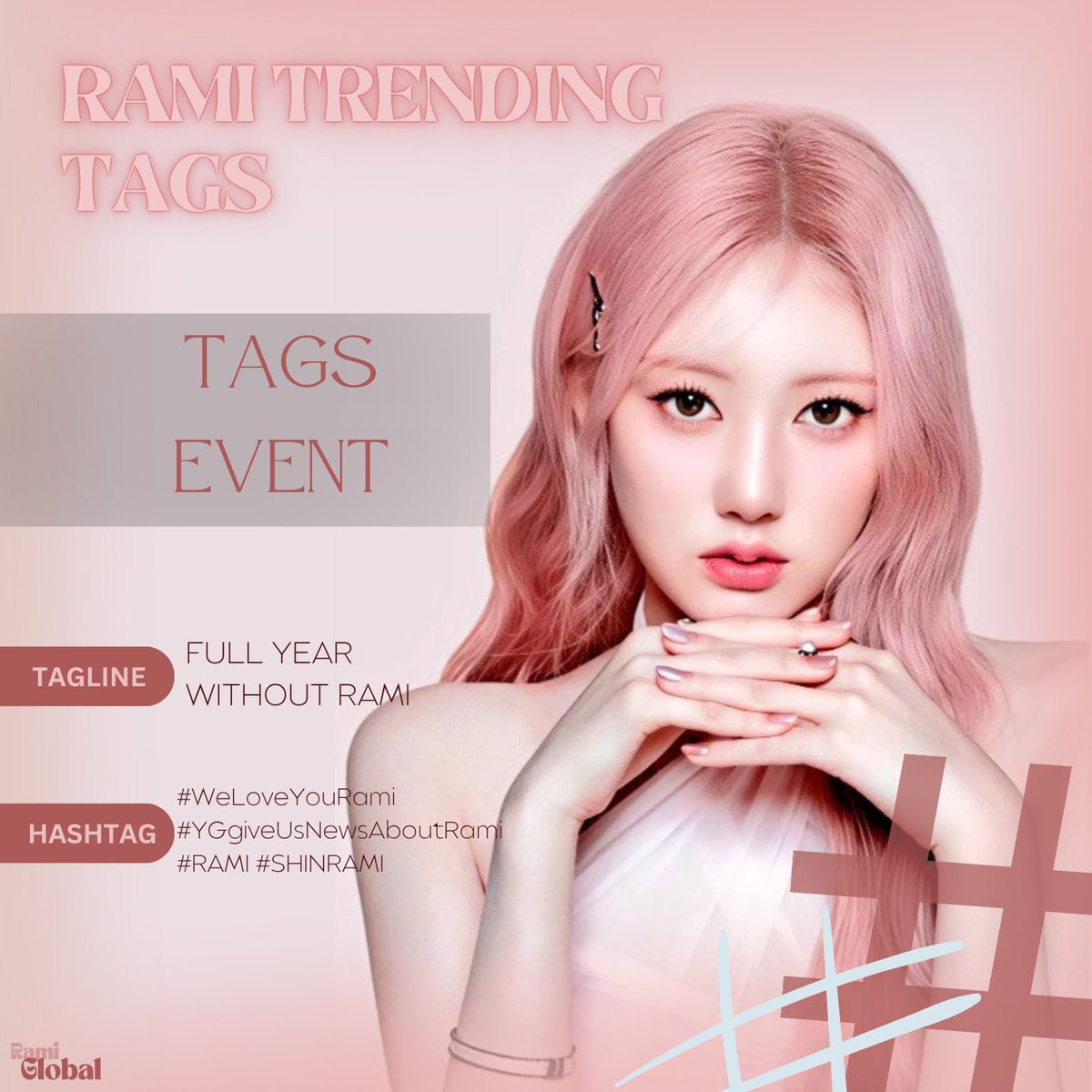 📣| MASS TRENDING FOR RAMI

🗓️ May 9th 
⏰ 5 PM KST

Tags to use:

"FULL YEAR WITHOUT RAMI 
#.WeLoveYouRami
#.YGgiveUsNewsAboutRami
#.RAMI #.SHINRAMI"

#RAMI #라미 #ラミ #SHINRAMI