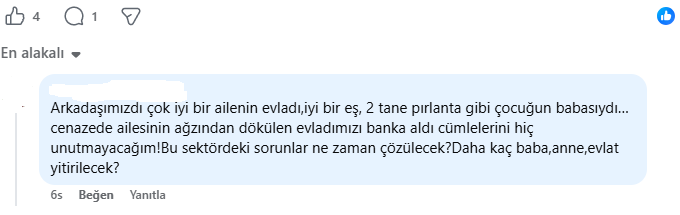 babuscusener's tweet photo. Geçtiğimiz günlerde genç yaşta vefat eden bir bankacının haberini paylaşmıştım.
Altına Facebookta bir arkadaşının yorumunu okudum ve o kadar çok üzüldüm ki bu paylaşımı yapmak zorunda kaldım…
Vefat eden bankacı arkadaşım 42 yaşındaydı. Çok iyi bir ailenin çocuğu, iyi bir eş ve pırlanta gibi 2 çocuk babasıydı.
Ve cenazesinde ailesinin ağzından dökülen “evladımızı banka aldı” cümlesini hiç unutmayacağını söylüyordu arkadaşı…
Bankacı arkadaşımın neler yaşadığını bilmiyorum. Belki hedef baskısı, belki ekonomik sıkıntılar, belki ailesinden ayrı tayin sıkıntısı belki, belki, belki…
Sektörde yaşanan o kadar çok sıkıntı var ki…
Yine arkadaşının yorumda yazdığı bir cümleyle bitireyim.
“Bu sektördeki sorunlar ne zaman çözülecek? Daha kaç baba, anne, evlat yitirilecek?”