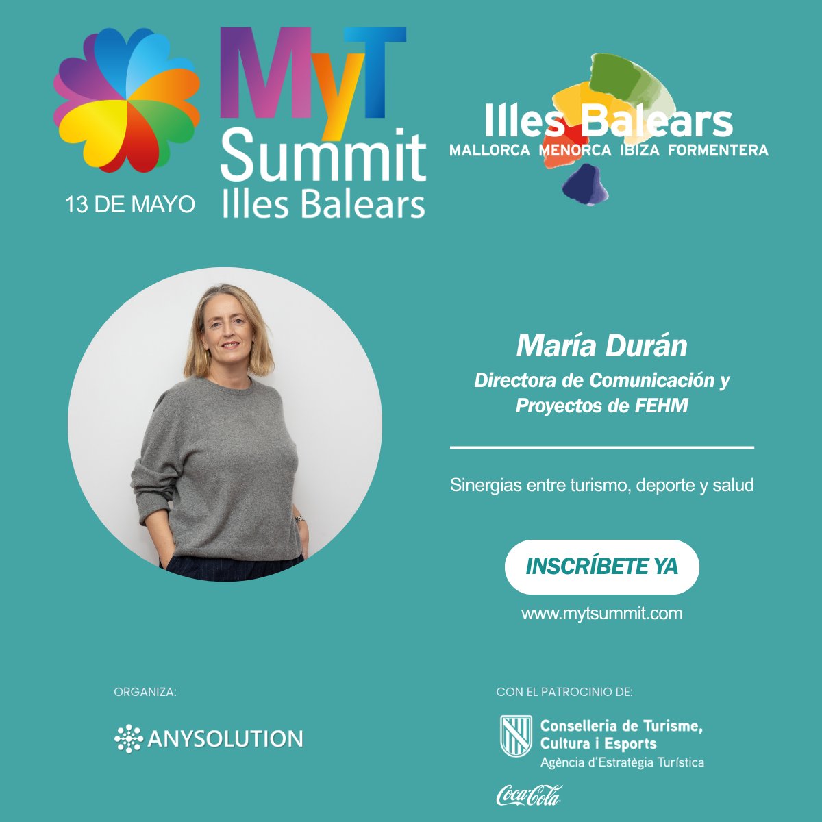 MyTsummit's tweet photo. 💡En #MyTSummit2026 contaremos con María Durán, directora de Comunicación y Proyectos de @fehmallorca

📆13 de mayo
📍GPRO Hotel Valparaíso Palace &amp; Spa
🔗¡Inscríbete ahora! 👉https://t.co/tc7jtrqm20

#EUClimatePact #MyWorldOurPlanet https://t.co/Jhl7UrfNB1