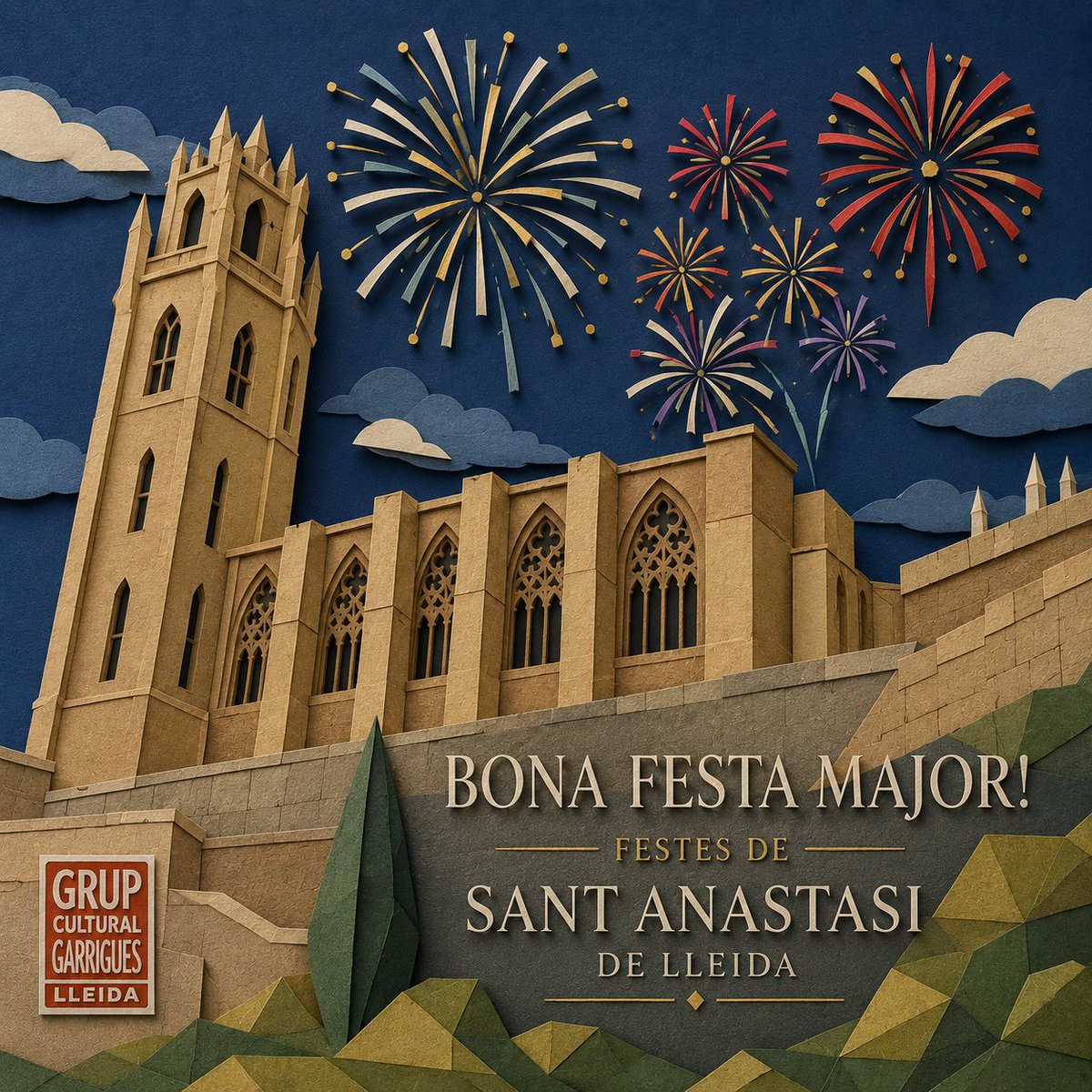 GCgarrigues's tweet photo. Bona Festa Major de Sant Anastasi de Lleida!

Des de Grup Cultural Garrigues us volem desitjar una molt bona Festa Major! Uns dies per viure la tradició, compartir alegria i enfortir els vincles que ens fan ciutat.

Visca Sant Anastasi i visca Lleida!

Grup Cultural Garrigues https://t.co/7Py9Sah5ve