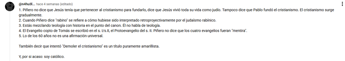 davidluque2's tweet photo. @CarlosOlivoV Pues la pena de que el Sr. Palomo justo es famoso por sus falacias del hombre de paja y manipulaciones. Cuando no cuenta un cuento, refuta a alguien que no es Piñero, confunde teología con historia, y ni ha leído ni tiene idea de método histórico. Aquí algún alma que sí conoce: https://t.co/VIReQQz6lh