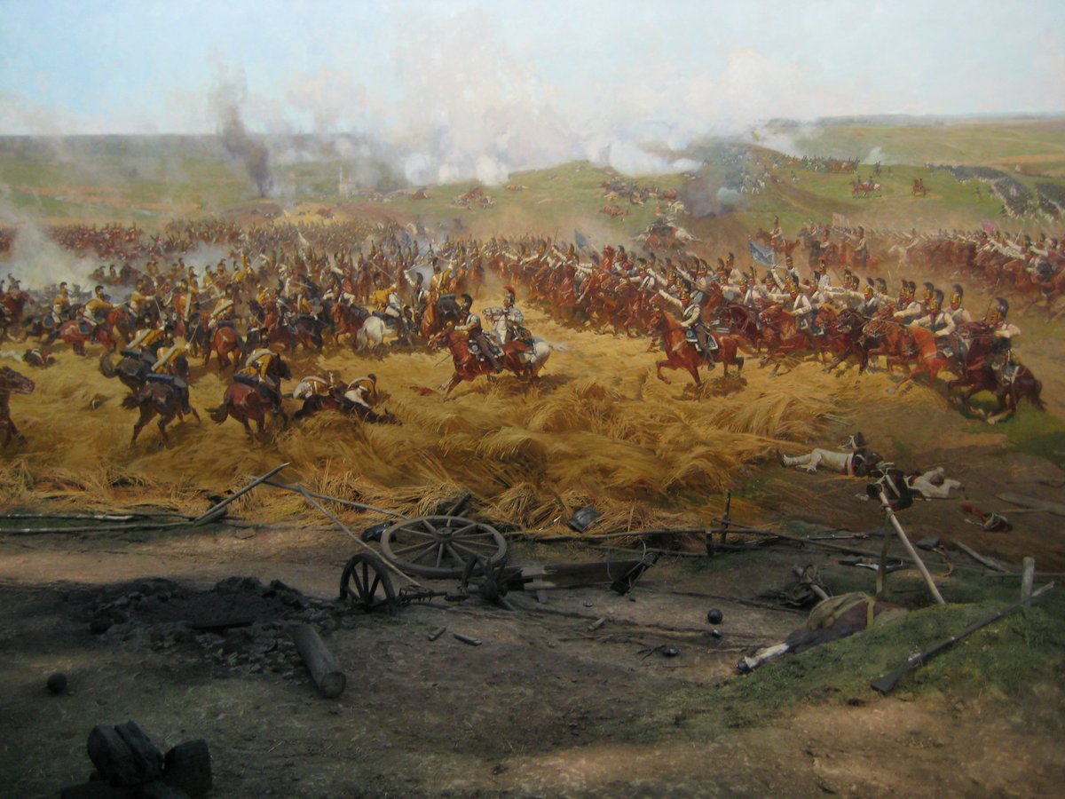 This is a small regiment of what looks like 2 squadrons, each being ~120 men. Ney charged with 5000 at Waterloo. Murat led 10,000 at Eylau into the Russian center. About 15,000 charged one another at the Great Redoubt at Borodino. Imagine witnessing any of these. Unbelievable