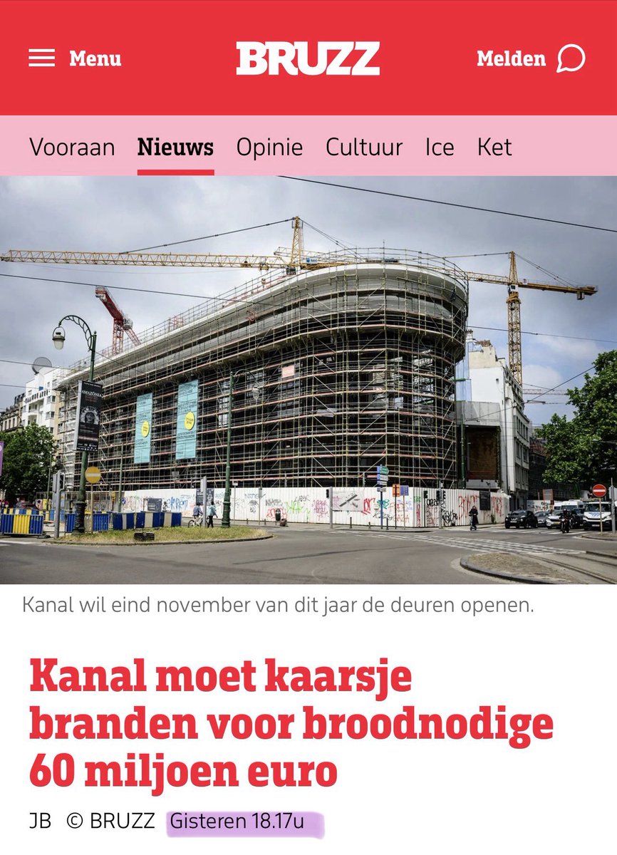 JanWostyn's tweet photo. Het blijft toch vrij waanzinnig hoe lichtzinnig men in #Brussel met geld omgaat.

In januari had #Kanal nog 50 miljoen extra nodig om te kunnen openen in november.

In mei is dat intussen…. 60 miljoen !  

Een stijging van 20% op amper 4 maanden tijd. Met inflatie krijg je dat niet uitgelegd hé…

10 miljoentjes erbij alsof het kleingeld bij de bakker is.

Dat krijg je natuurlijk met een algemeen directeur die niet zeer nauwgezet budgetten opvolgt.

Wat hij eigenlijk bedoelt is:  er is geen budget, dit ding mag kosten wat het kost, want het is een superproject en daar kan je geen prijs opzetten. 

Het is van “onschatbare” waarde en dan komt het niet op 1, 10 of zelfs 100 miljoen extra.

Worden daar eigenlijk nog vragen over gesteld in het Brussels parlement?