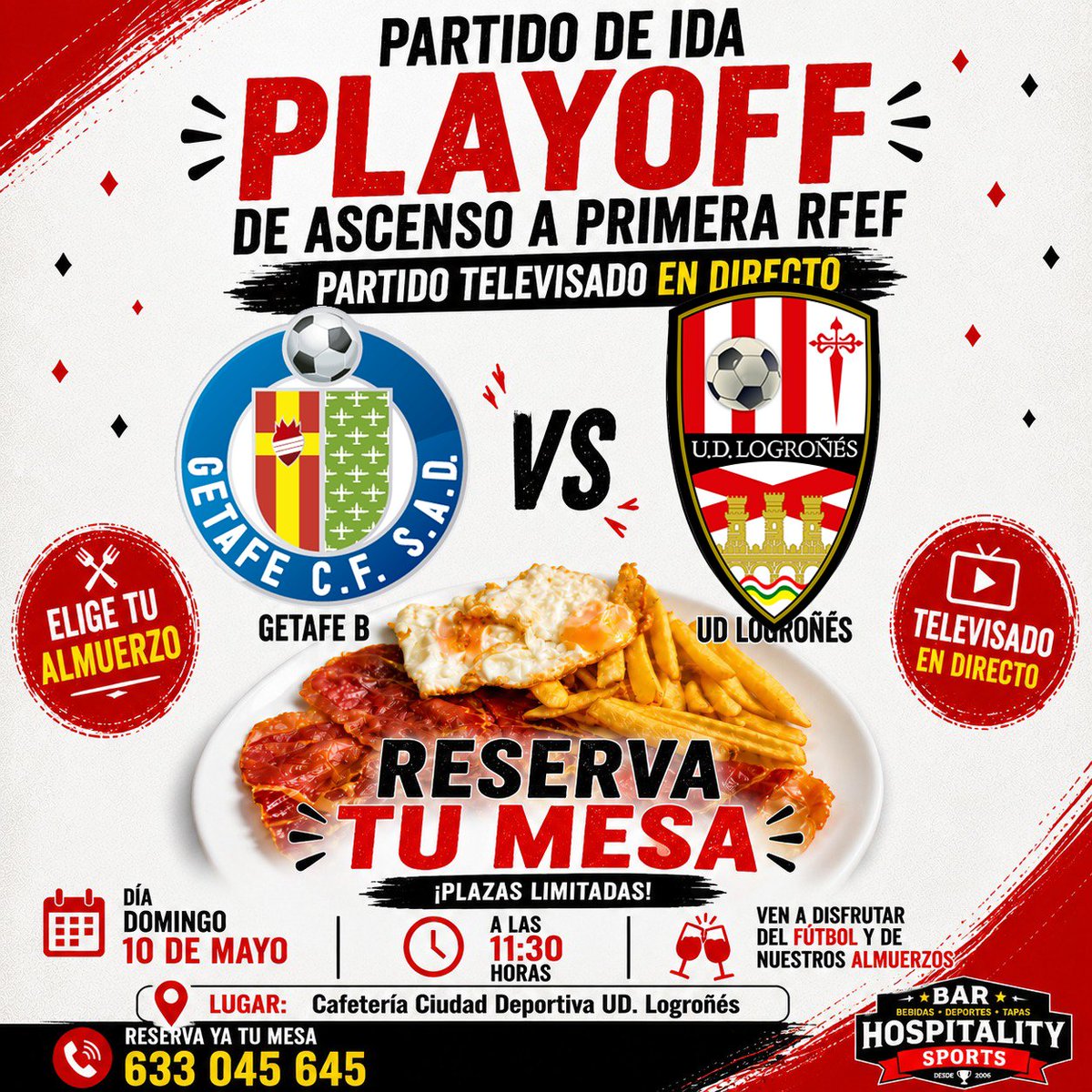 UDLogrones's tweet photo. 📺 Blanquirrojos, la ida de la semifinal del playoff podrá verse en directo en el bar de la Ciudad Deportiva. ¡Tres pantallas y proyector para animar al equipo, apúntate! https://t.co/Qgl9s3iVKN