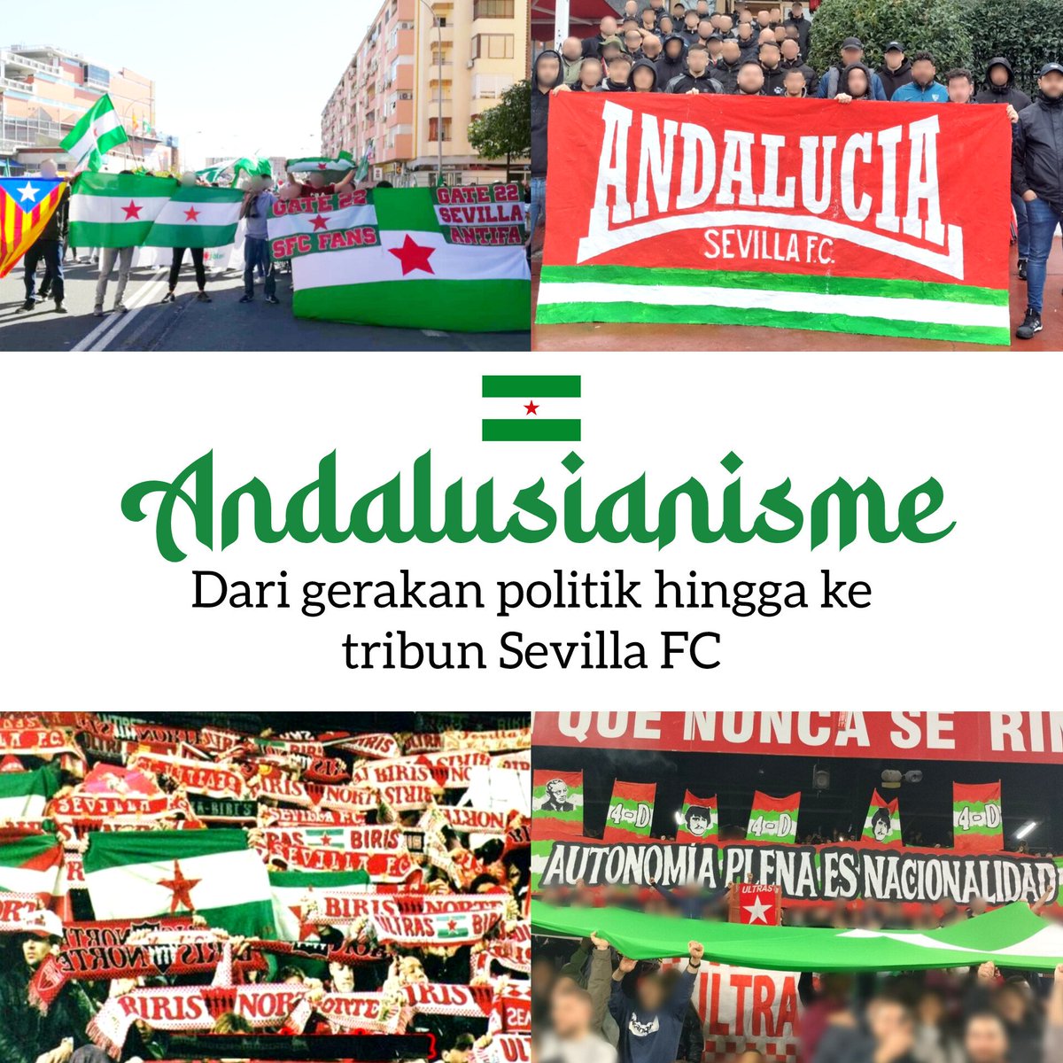 fakta_sevilla's tweet photo. ANDALUSIANISME:
DARI GERAKAN POLITIK HINGGA
KE TRIBUN SEVILLA FC

A THREAD

Pernah lihat &amp; bertanya kenapa ada
fans Sevilla bawa bendera hijau-putih di stadion? 
(padahal hijau bukan warna klub) &amp; kenapa bukan bendera Spanyol 🇪🇸 kayak klub
La Liga lain? 

Begini ceritanya... https://t.co/QuDD9lI9B6