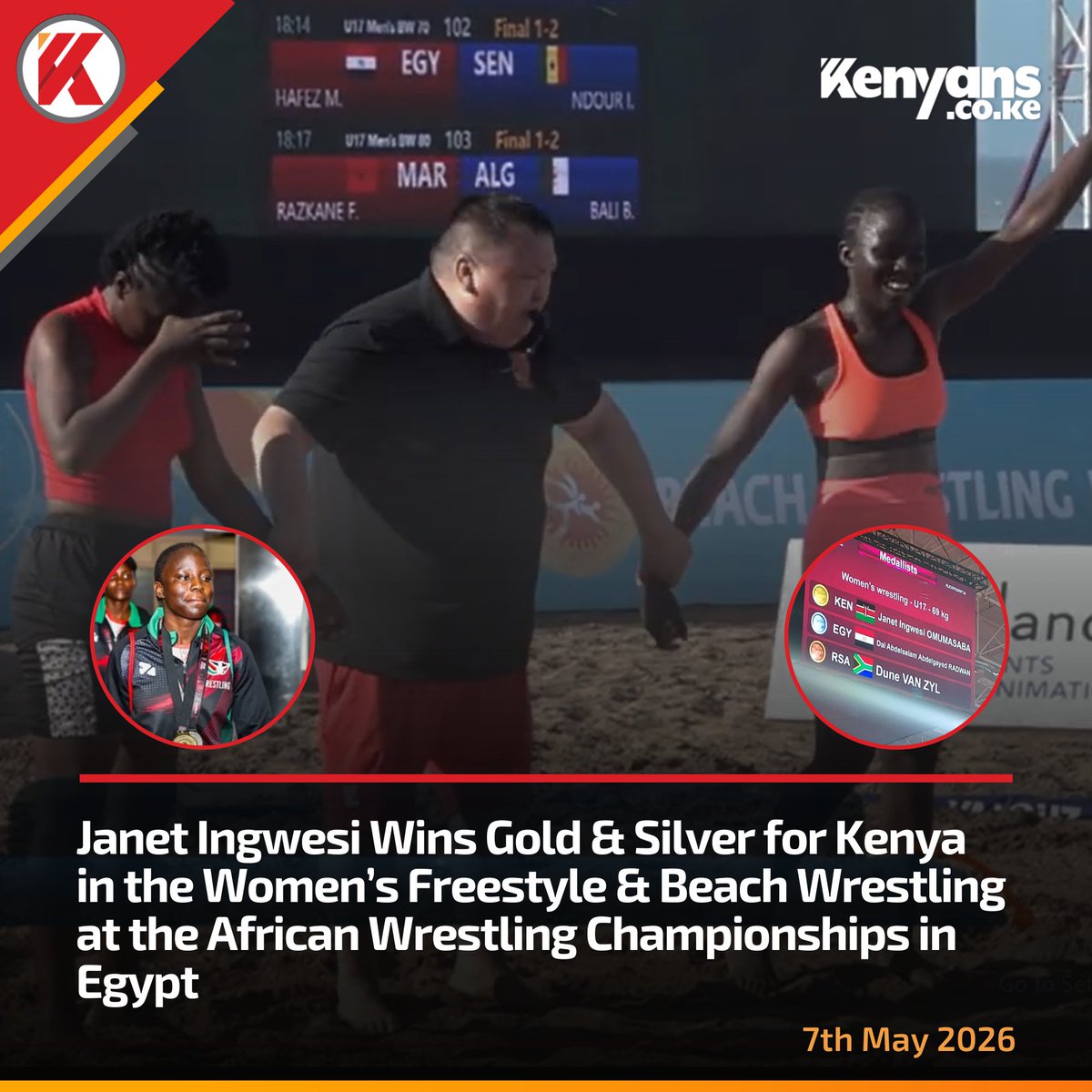 Janet Ingwesi wins Gold &amp; Silver for Kenya at the African Wrestling Championships in Egypt
