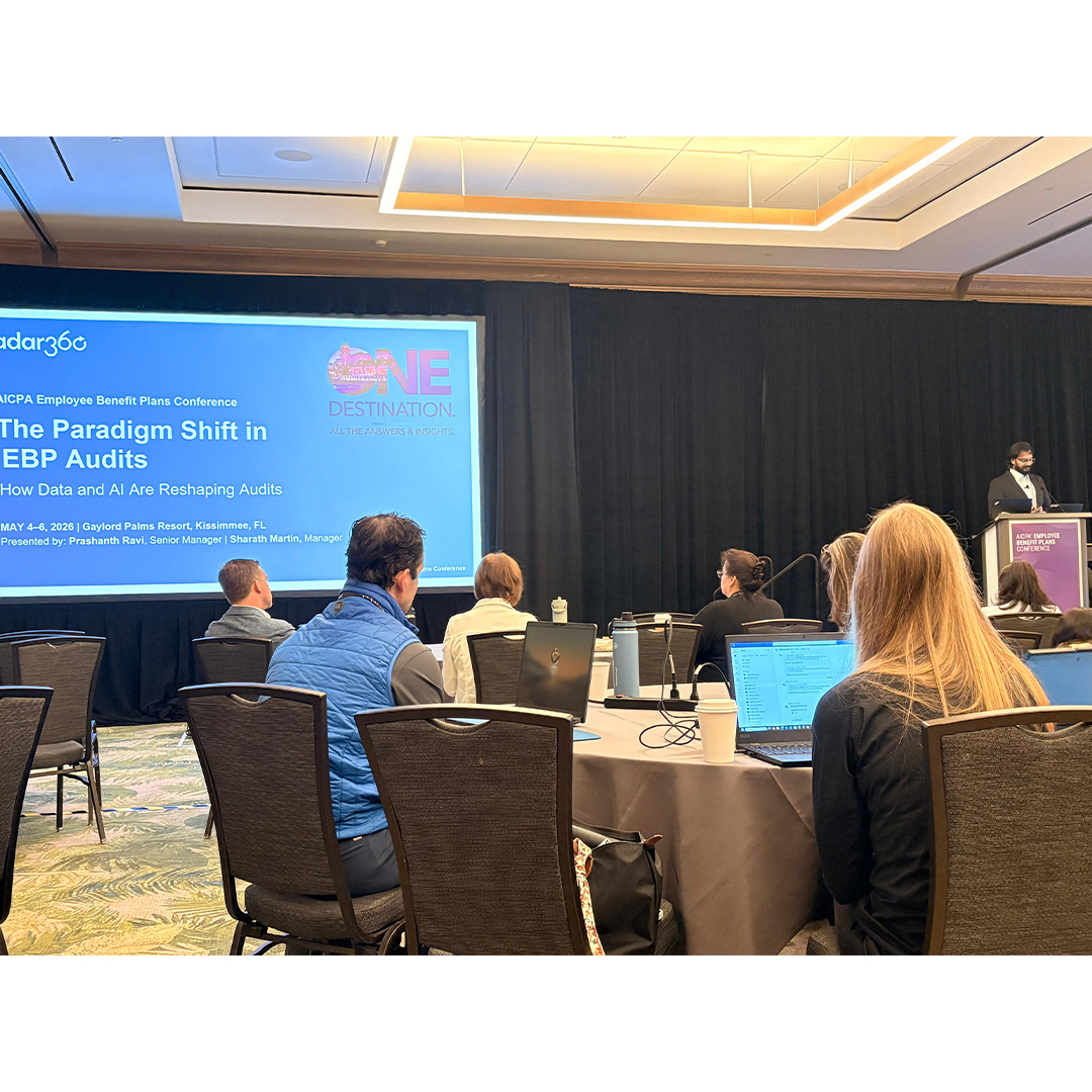 BCTCGlobal's tweet photo. Day 2 at #AICPAEBP Conference 2026
Today’s conversations focused on a major shift in EBP audits.

The goal? Better visibility, consistency and audit quality - while keeping auditor judgment at the center.

This is the shift Radar360 is built for: https://t.co/IxD9Z99CDr

#EBP2026 https://t.co/Y7B2IQ5rQT