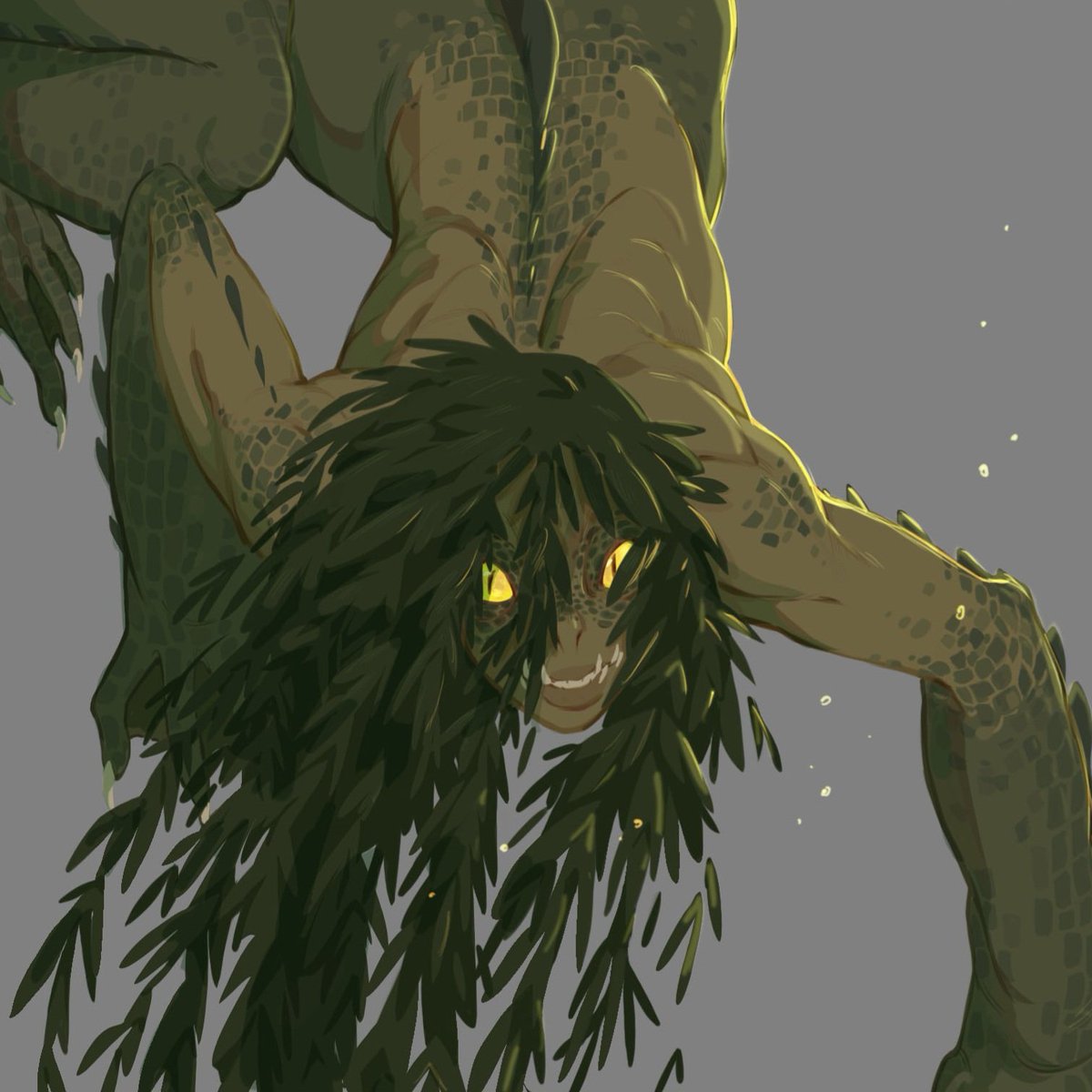 Small_Titoo's tweet photo. Homework for #charadesign class! We needed to imagine a hybrid of a human and a random animal so I chose a crocodile! 🐊

#monster #mermaid #oc_art #oc #digitalpaint #digitalart #photoshop https://t.co/BgNB3uZRCB
