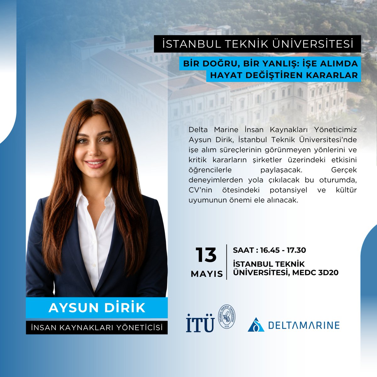 _DeltaMarine's tweet photo. �� Geleceğin mühendisleriyle buluşuyoruz!

İstanbul Teknik Üniversitesi bünyesinde, DAN 102 – Girişimcilik ve Kariyer Danışmanlığı dersi kapsamında gerçekleştirilecek etkinlikte Delta Marine olarak genç mühendis adaylarıyla bir araya geliyoruz.

#DeltaMarine #KariyerGünü #İTÜ https://t.co/Ezys9yGv60