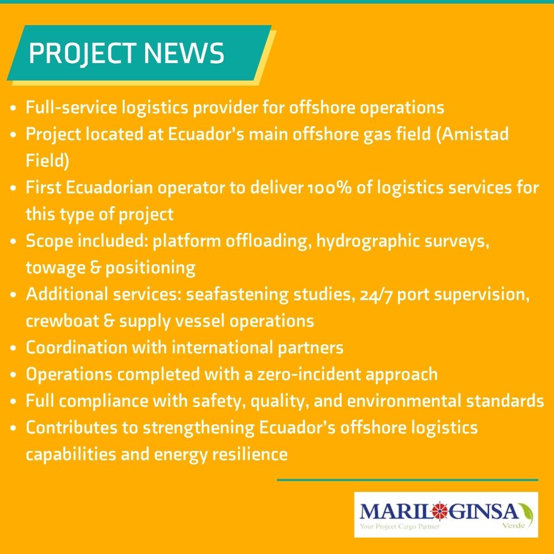 EpnProject's tweet photo. Project News: Mariloginsa proudly supported offshore operations at Ecuador’s Amistad Field — the country’s main offshore natural gas field and a key part of its energy future. 

#epn #projectcargo #projectnews https://t.co/yvk0SCKjdJ