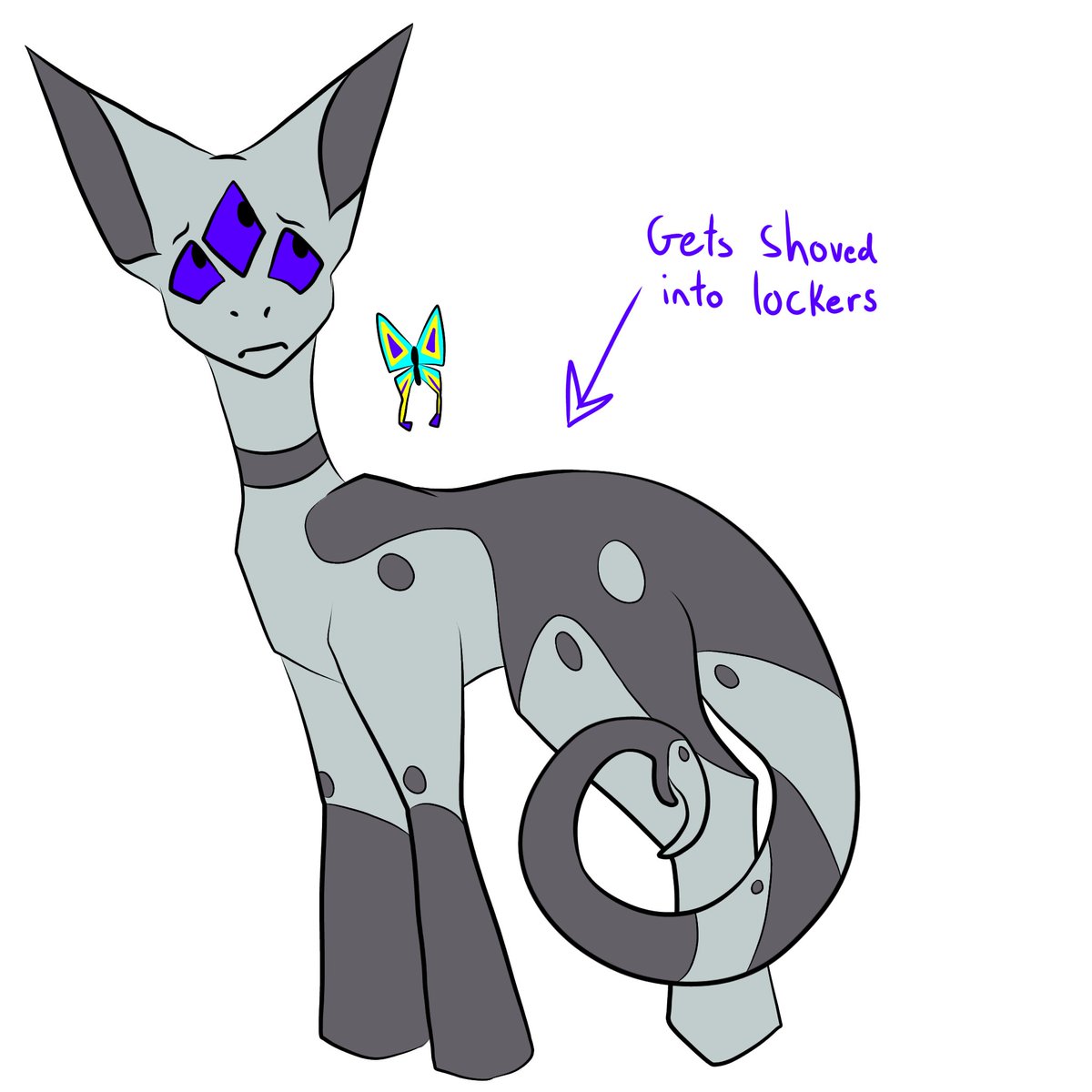 karmacistic's tweet photo. Redraw my alien daughter's ref sheet since I did it like 3-4 years ago.. She shrunk a bit but don't worry she still gets shoved in lockers https://t.co/jsurvrjGIe