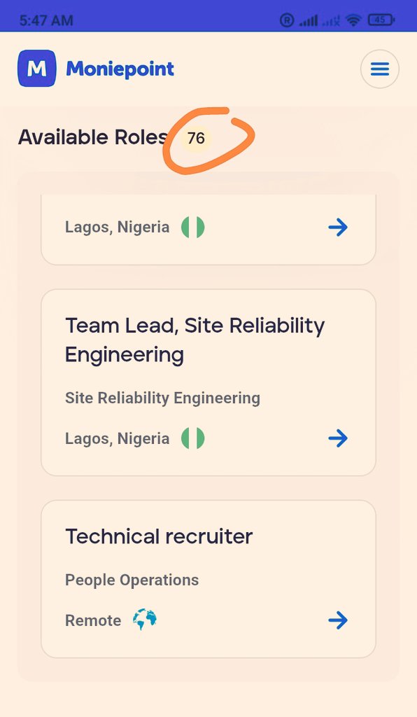 Wow Moniepoint filed all 500 open positions already remaining only 76 this is fast.