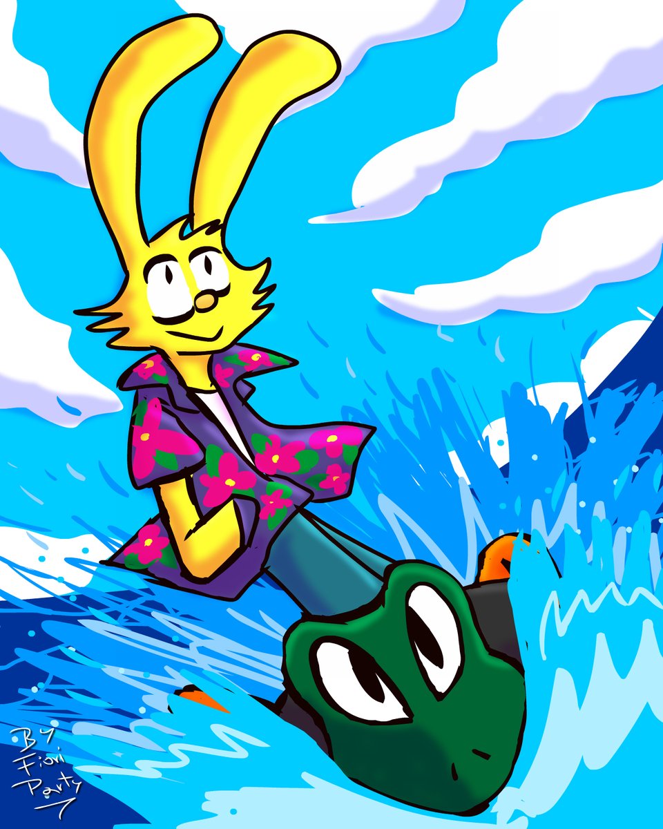Rabbit and Terrapin from #Donteatheneighbours, Terrapin used Surf  XD they are wholesome #Detn #pokemonmangareference #furryartwork