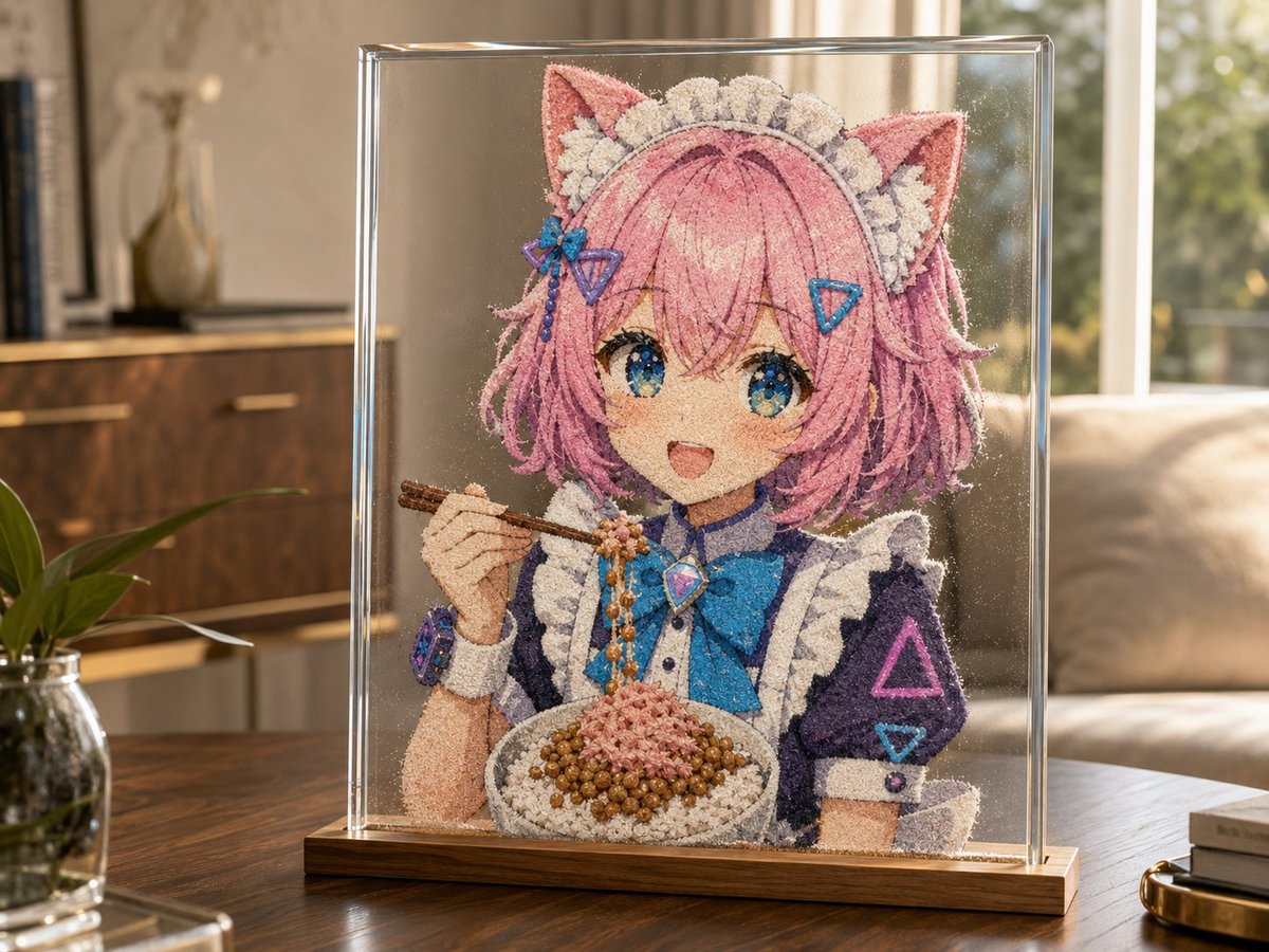 Cat-Eared Maid Sand Art Display