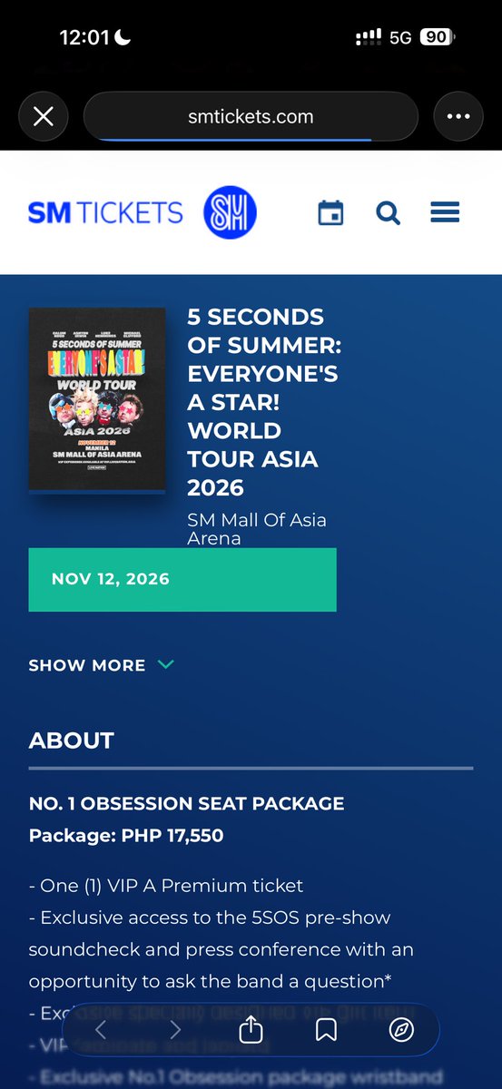 wonurn's tweet photo. ✅ QUEUE SKIPPED AT 12:01 PM!
🎫 5SOS EVERYONE’S A STAR! WORLD TOUR IN MANILA DIRECT LINK / BYPASS LINK
一 ₱250
一 dm for pahabol
#5SOS #5SecondsOfSummer #5SOSinManila #5SecondsOfSummerinManila https://t.co/TRfjkkFqU4