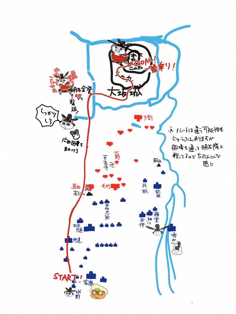 Tanuyasukun's tweet photo. サー寄ってらっしゃい見てらっしゃい！
もういい身分だから自分が暴れたりすんなと何度も言い聞かされたいえヤス様のイトコ、稀代のいくさバカ、水野勝成！
五番備えにも関わらず最前線に飛び出し、自ら4人を討ち倒しなんと大坂城桜門に一番乗り！

後でいえヤス様にこってり叱られヤス！
#大坂夏の陣 https://t.co/KZvvEXmXCV