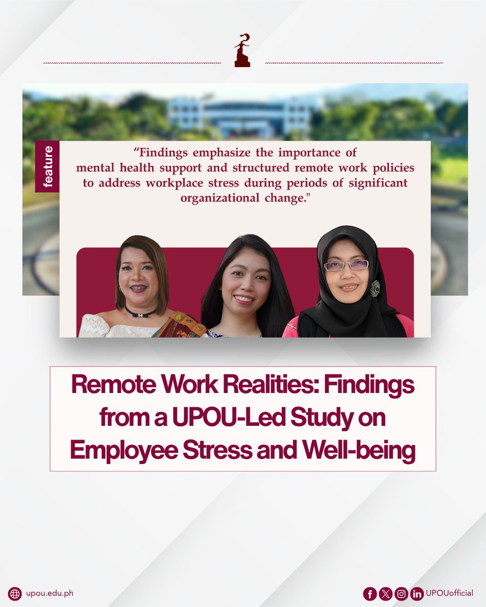 UPOUOfficial's tweet photo. Remote work offers flexibility—but it also brings new challenges

The takeaway: stronger mental health support and clearer remote work policies matter.
Read the full story here: https://t.co/rbZCGTJ3au

#UPOpenUniversity #UPOU #RemoteWork #FlexibleEducation #ODeL https://t.co/c36s44mRuG
