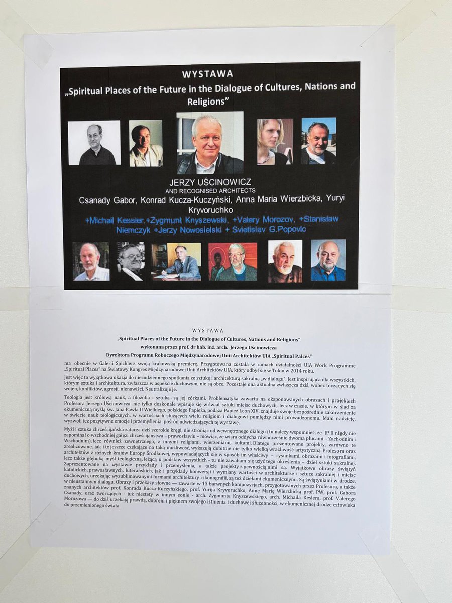 KGPiAK's tweet photo. Wystawa pt. Spiritual Places of the Future in the Dialogue of Cultures, Nations and Religions, wykonana przez prof. Jerzego Uścinowicza @UR_Krakow  @UR_WISiG  #GaleriaSpichlerz 🖌️ https://t.co/hvfOODmgZH https://t.co/LKmMOMnaTF