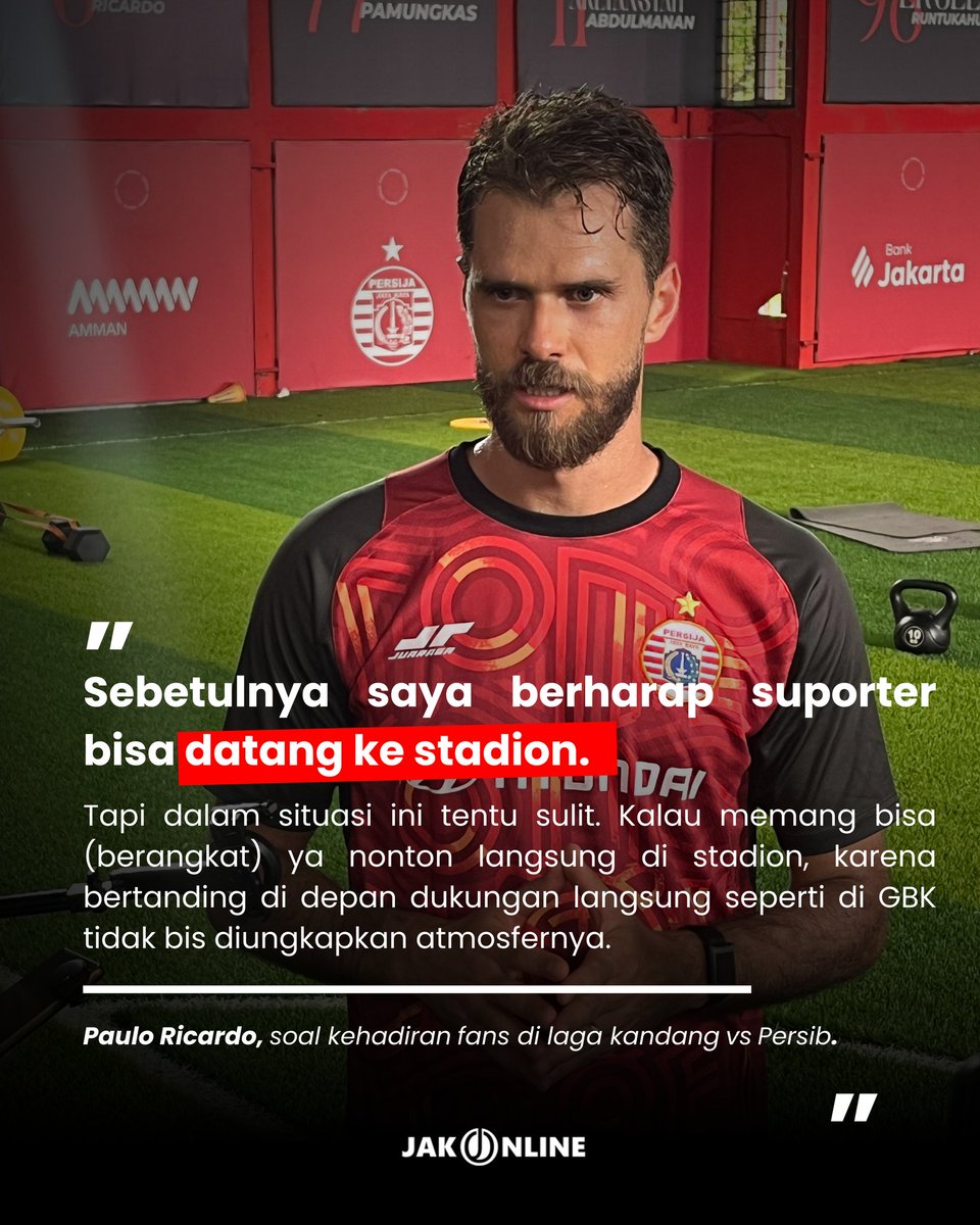 JakOnline's tweet photo. Bek tengah Persija, Paulo Ricardo, ikut bersuara soal gagalnya laga kandang digelar di SUGBK. 

Menurut Paulo, dirinya mengaku dilema dengan situasi saat ini. https://t.co/KZyJXilC0Z
