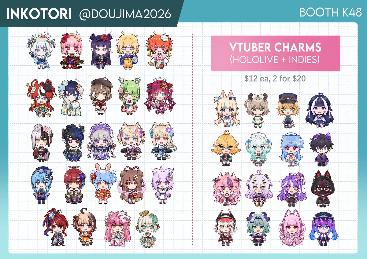 _inkotori's tweet photo. Here's my catalogue for #Doujimasg [1/2]

📍Booth K48
✨️Hololive, Indie Vtubers, ALNST, TWST, Enstars https://t.co/BeQLTVnCSY
