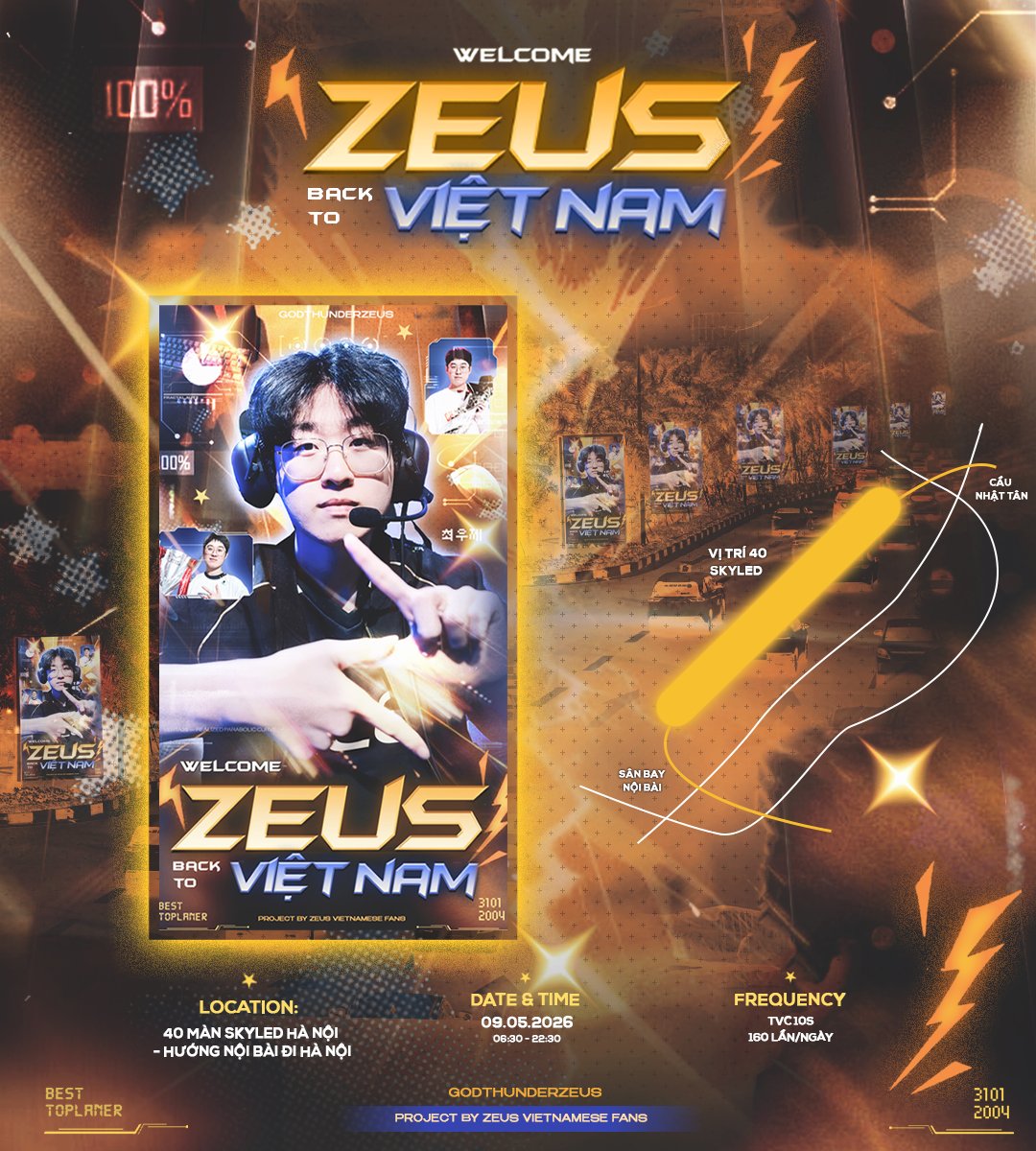 WELCOME ZEUS BACK TO VIỆT NAM - HÀ NỘI 40 SKY LED SCREENS PREVIEW

📍 Location: 40 LED screens along Võ Nguyên Giáp st, on the route from Nội Bài International Airport to Nhật Tân Bridge head to central Hà Nội
⏰ Date: 09/05/2026

#ZEUS #제우스 #최우제