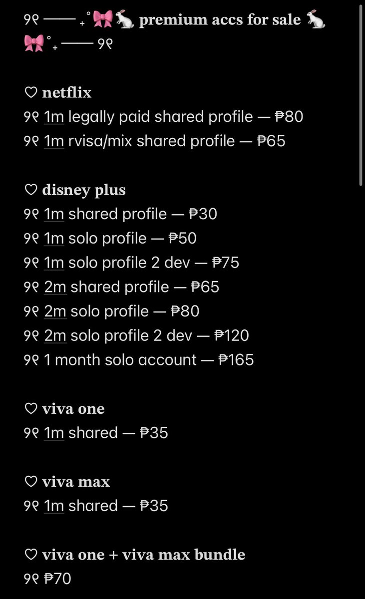 ayzieprems's tweet photo. wts lfb prem accs 

check photos for pl

wts lfb netflix spotify disney plus spotify youtube canva iwant iqyi crunchyroll grammarly nf spoti viu chatgpt remini hypic dazzcam hbogo hbo max https://t.co/6Z7D7yobzL